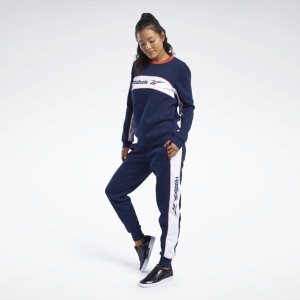 Reebok Classic Linear Fleece Hosen Damen - Navy - DE 741-AOK